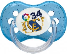 Real Madrid : Campeones 34 Liga design-6 : Bleu à paillette Tétine embout cerise