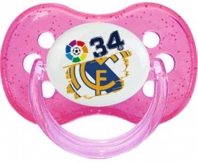 Real Madrid : Campeones 34 Liga design-6 : Rose à paillette Tétine embout cerise