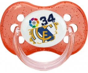 Real Madrid : Campeones 34 Liga design-6 : Rouge à paillette Tétine embout cerise