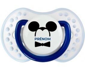 Disney Mickey Oreilles noires Nœud papillon noir avec prénom : Marine-blanc-bleu classique Tétine embout Lovi Dynamic