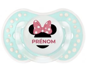 Disney Minnie Oreilles noires Nœud rose pois blancs avec prénom : Retro-turquoise-lagon classique Tétine embout Lovi Dynamic