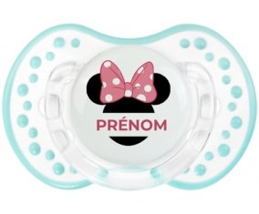 Disney Minnie Oreilles noires Nœud rose pois blancs avec prénom : Retro-blanc-lagon classique Tétine embout Lovi Dynamic