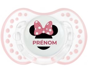 Disney Minnie Oreilles noires Nœud rose pois blancs avec prénom : Retro-blanc-rose-tendre classique Tétine embout Lovi Dynamic