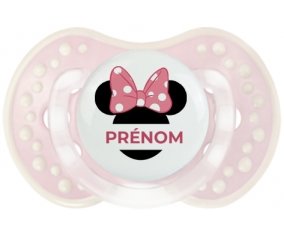 Disney Minnie Oreilles noires Nœud rose pois blancs avec prénom : Retro-rose-tendre classique Tétine embout Lovi Dynamic