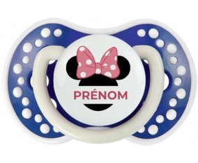 Disney Minnie Oreilles noires Nœud rose pois blancs avec prénom : Bleu-marine phosphorescente Tétine embout Lovi Dynamic