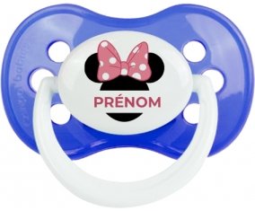 Disney Minnie Oreilles noires Nœud rose pois blancs avec prénom : Sucette Anatomique personnalisée