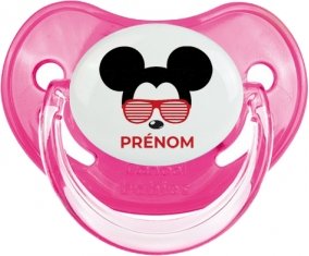 Disney Mickey Oreilles noires lunette rouge avec prénom : Rose classique Tétine embout physiologique