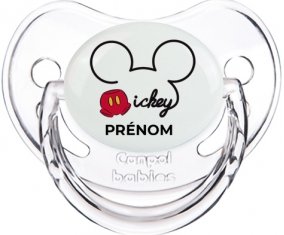 Disney Mickey short avec prénom : Transparent classique Tétine embout physiologique