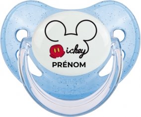 Disney Mickey short avec prénom : Bleue à paillette Tétine embout physiologique