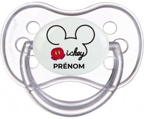 Disney Mickey short avec prénom : Transparente classique Tétine embout anatomique