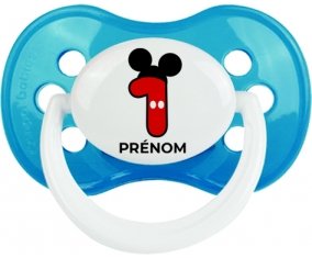 Disney Mickey Numéro 1 avec prénom : Cyan classique Tétine embout anatomique