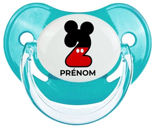Tétine Disney Mickey Numéro 2 avec prénom Embout Physiologique