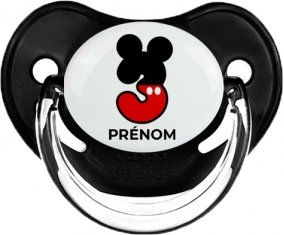 Disney Mickey Numéro 3 avec prénom : Noir classique Tétine embout physiologique