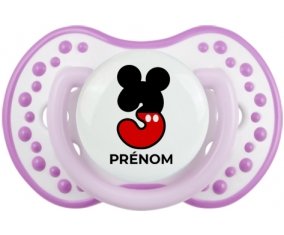 Disney Mickey Numéro 3 avec prénom : Blanc-mauve classique Tétine embout Lovi Dynamic