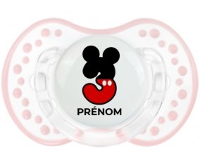 Disney Mickey Numéro 3 avec prénom : Retro-blanc-rose-tendre classique Tétine embout Lovi Dynamic