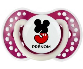 Disney Mickey Numéro 3 avec prénom : Fuchsia phosphorescente Tétine embout Lovi Dynamic