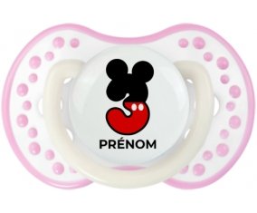 Disney Mickey Numéro 3 avec prénom : Blanc-rose phosphorescente Tétine embout Lovi Dynamic