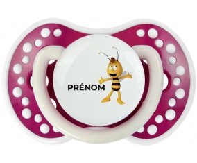 Willy l'abeille avec prénom : Fuchsia phosphorescente Tétine embout Lovi Dynamic