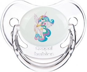 My Little Pony Princesse Célestia design-3 avec prénom : Transparent classique Tétine embout physiologique