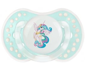 My Little Pony Princesse Célestia design-3 avec prénom : Retro-turquoise-lagon classique Tétine embout Lovi Dynamic