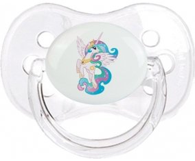 My Little Pony Princesse Célestia design-3 avec prénom : Transparent classique Tétine embout cerise