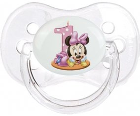 Disney Minnie Numéro 1 anniversaire : Transparent classique Tétine embout cerise