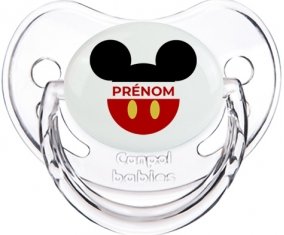 Disney Mickey short rouge avec prénom : Transparent classique Tétine embout physiologique