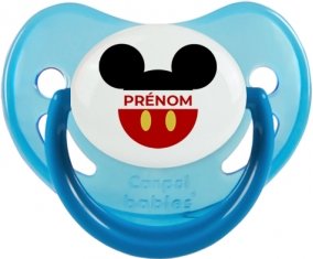 Disney Mickey short rouge avec prénom : Bleue phosphorescente Tétine embout physiologique