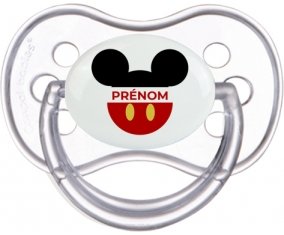 Disney Mickey short rouge avec prénom : Transparente classique Tétine embout anatomique