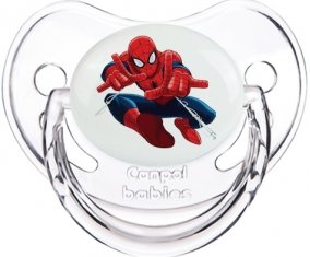 Spiderman design-3 avec prénom : Transparent classique Tétine embout physiologique