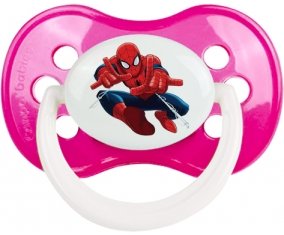 Spiderman design-3 avec prénom : Rose foncé classique Tétine embout anatomique