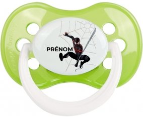 Spiderman design-4 avec prénom : Vert classique Tétine embout anatomique