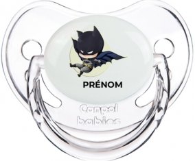 Batman kids logo design-1 avec prénom : Transparent classique Tétine embout physiologique