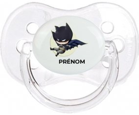 Batman kids logo design-1 avec prénom : Transparent classique Tétine embout cerise