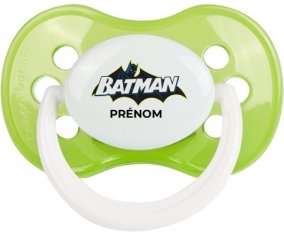 Batman logo design-2 avec prénom : Vert classique Tétine embout anatomique