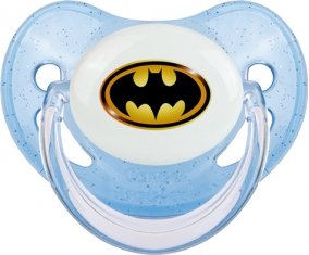 Batman logo noir et jaune : Bleue à paillette Tétine embout physiologique