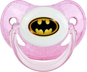 Batman logo noir et jaune : Rose à paillette Tétine embout physiologique