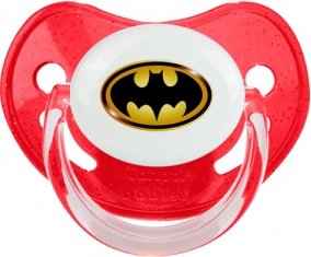 Batman logo noir et jaune : Rouge à paillette Tétine embout physiologique