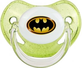 Batman logo noir et jaune : Vert à paillette Tétine embout physiologique