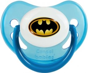 Batman logo noir et jaune : Bleue phosphorescente Tétine embout physiologique