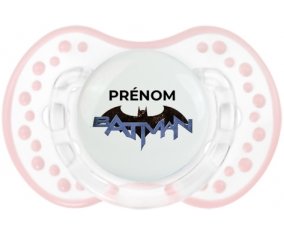 Batman logo design-3 avec prénom : Retro-blanc-rose-tendre classique Tétine embout Lovi Dynamic