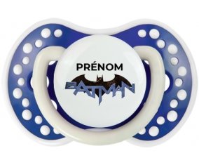 Batman logo design-3 avec prénom : Bleu-marine phosphorescente Tétine embout Lovi Dynamic