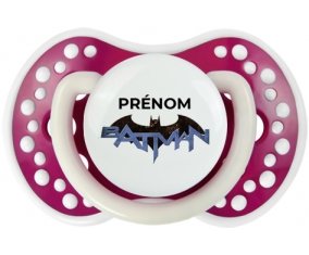 Batman logo design-3 avec prénom : Fuchsia phosphorescente Tétine embout Lovi Dynamic