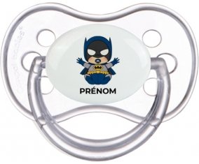 Batman kids logo design-3 avec prénom : Transparente classique Tétine embout anatomique