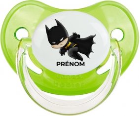 Batman kids logo design-4 avec prénom : Vert classique Tétine embout physiologique