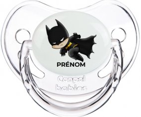 Batman kids logo design-4 avec prénom : Transparent classique Tétine embout physiologique