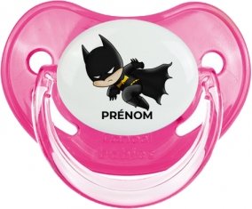 Batman kids logo design-4 avec prénom : Rose classique Tétine embout physiologique