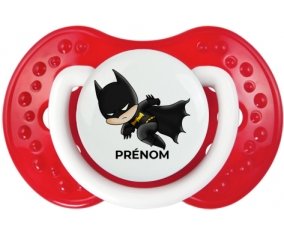 Batman kids logo design-4 avec prénom : Blanc-rouge classique Tétine embout Lovi Dynamic