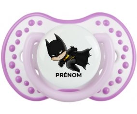 Batman kids logo design-4 avec prénom : Blanc-mauve classique Tétine embout Lovi Dynamic