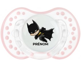 Batman kids logo design-4 avec prénom : Retro-blanc-rose-tendre classique Tétine embout Lovi Dynamic